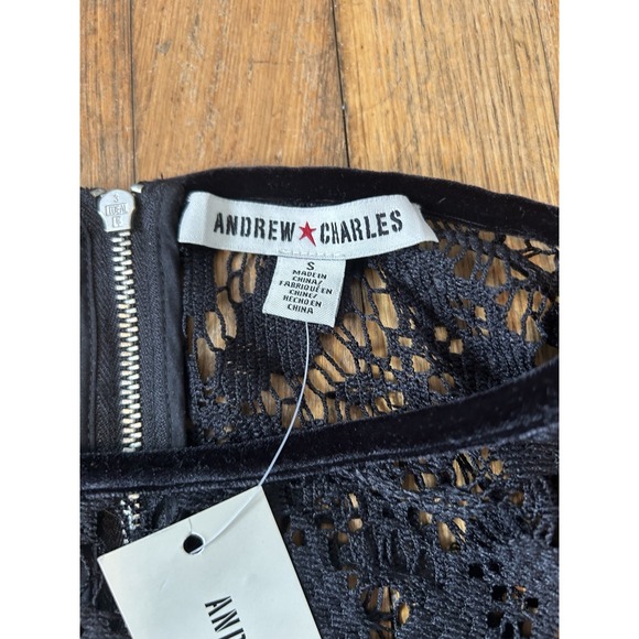 Lace Crochet Top With Velour Collar Black Small Whimsy Goth Biker - Picture 10 of 11